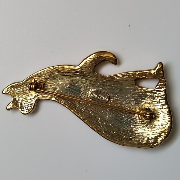 Vintage Egyptian Revival Park Lane Cat Brooch gold and silver tone - Picture 5 of 7